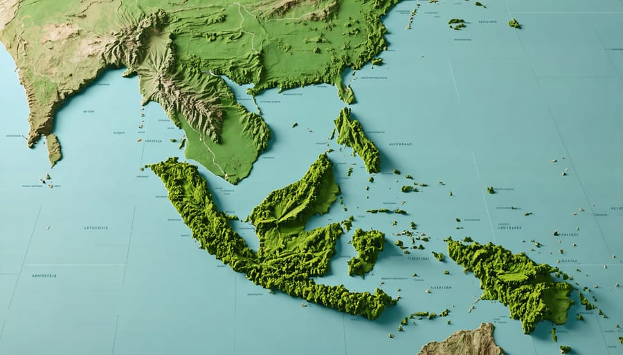 A map highlighting Southeast Asia, indicating regions known for kratom cultivation