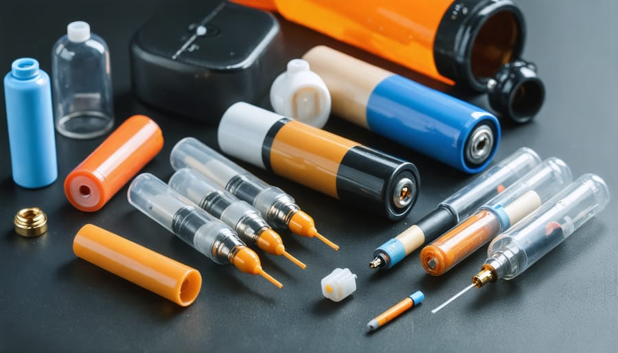 Components of vaping waste such as cartridges, batteries, and plastic packaging