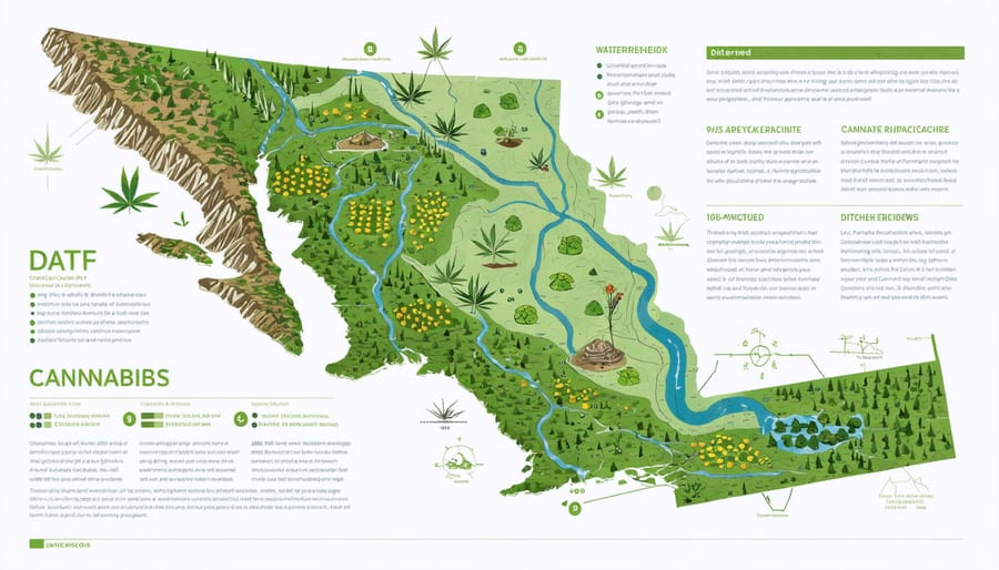 Infographic showing the impact of cannabis farms on local watershed systems